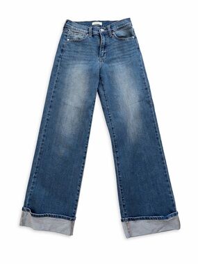 Neuflora High-Rise Wide Leg Women's Jeans in Medium Blue Cuffed